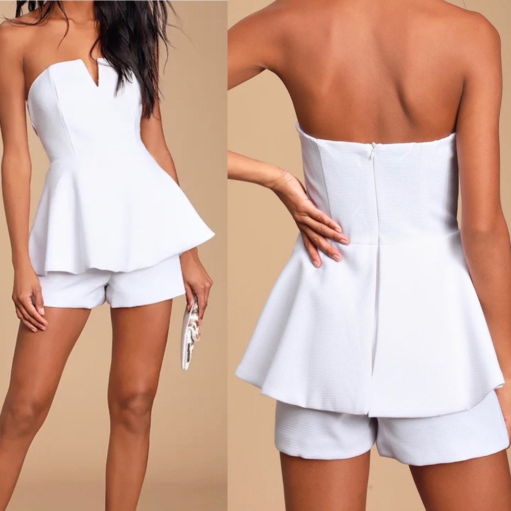 NWT Lulus Size XS Where You Are White Strapless Romper Formal Special Event
